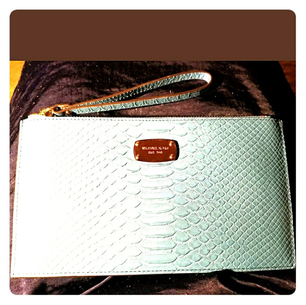 Michael Kors snake print genuine leather clutch